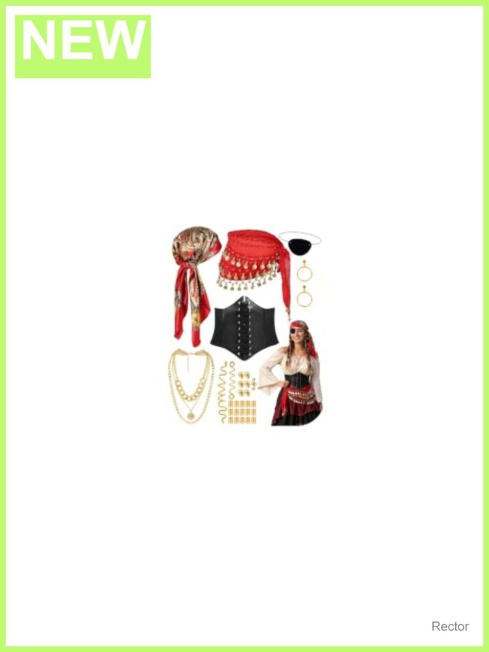 Women's Pirate Costume Accessory Set Renaissance Corset Bandana Cosplay